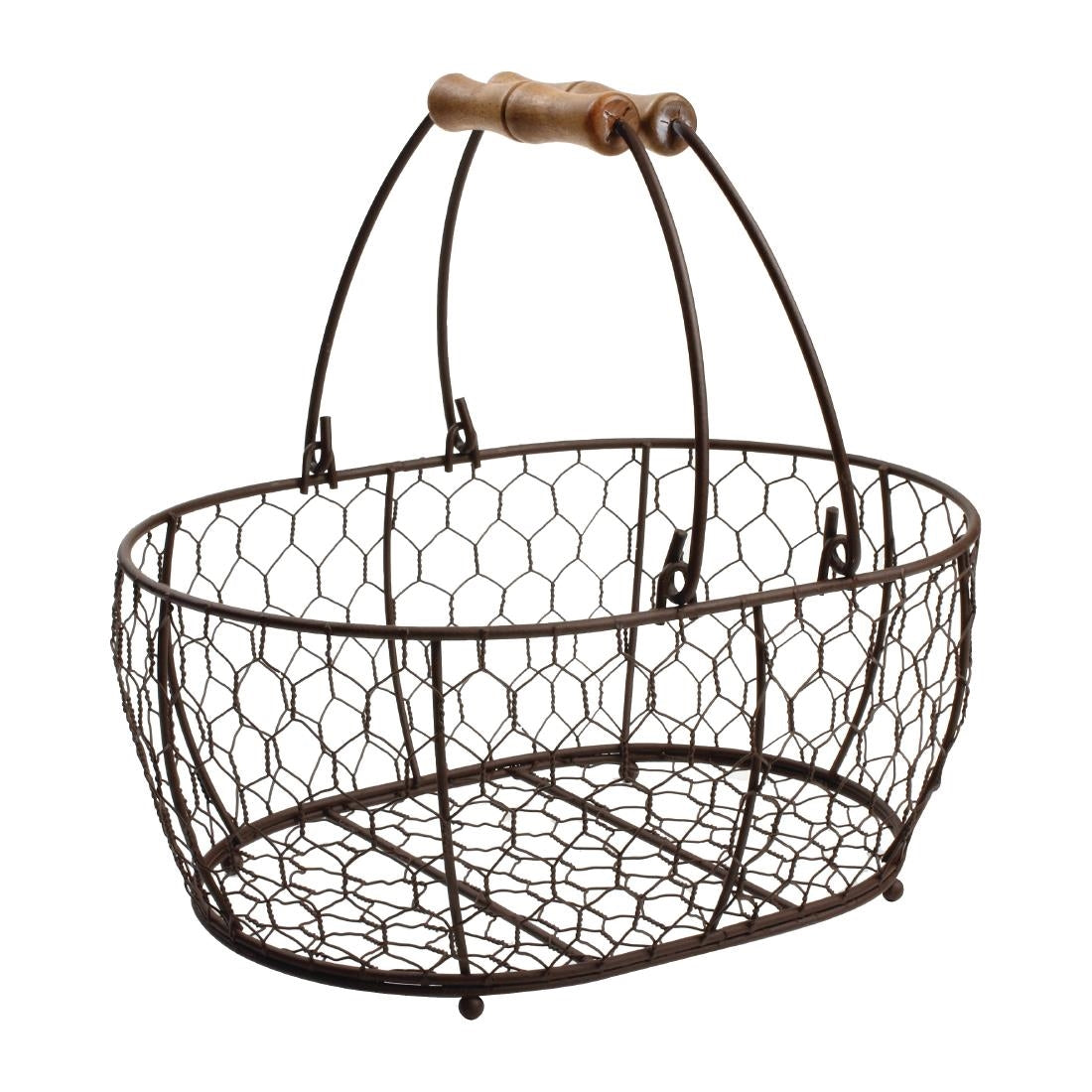 T&G Provence Wire Oval Basket with Handles Brown - CL488 T&G Woodware
