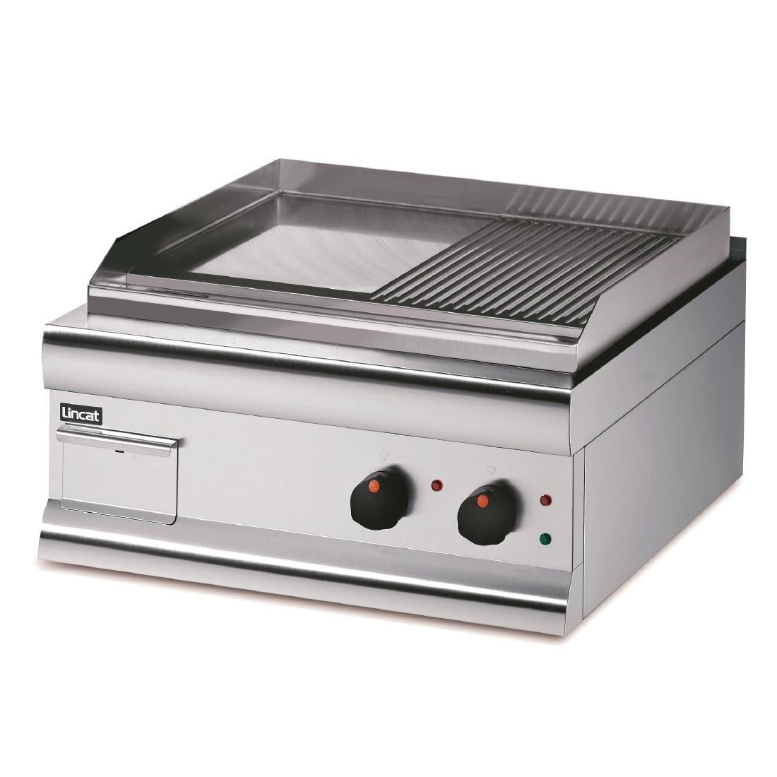 Lincat Silverlink 600 Half Ribbed Electric Griddle Dual Zone 600mm Wide GS6/TR/E - CL679 Lincat