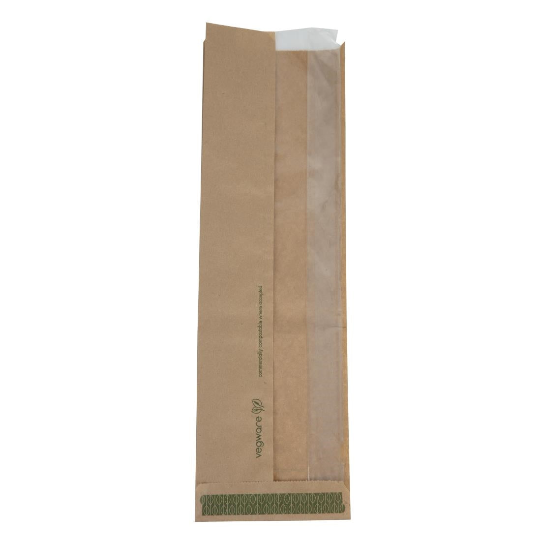 Vegware Compostable Kraft Baguette Bags With PLA Window (Pack of 1000) - CL693 Vegware