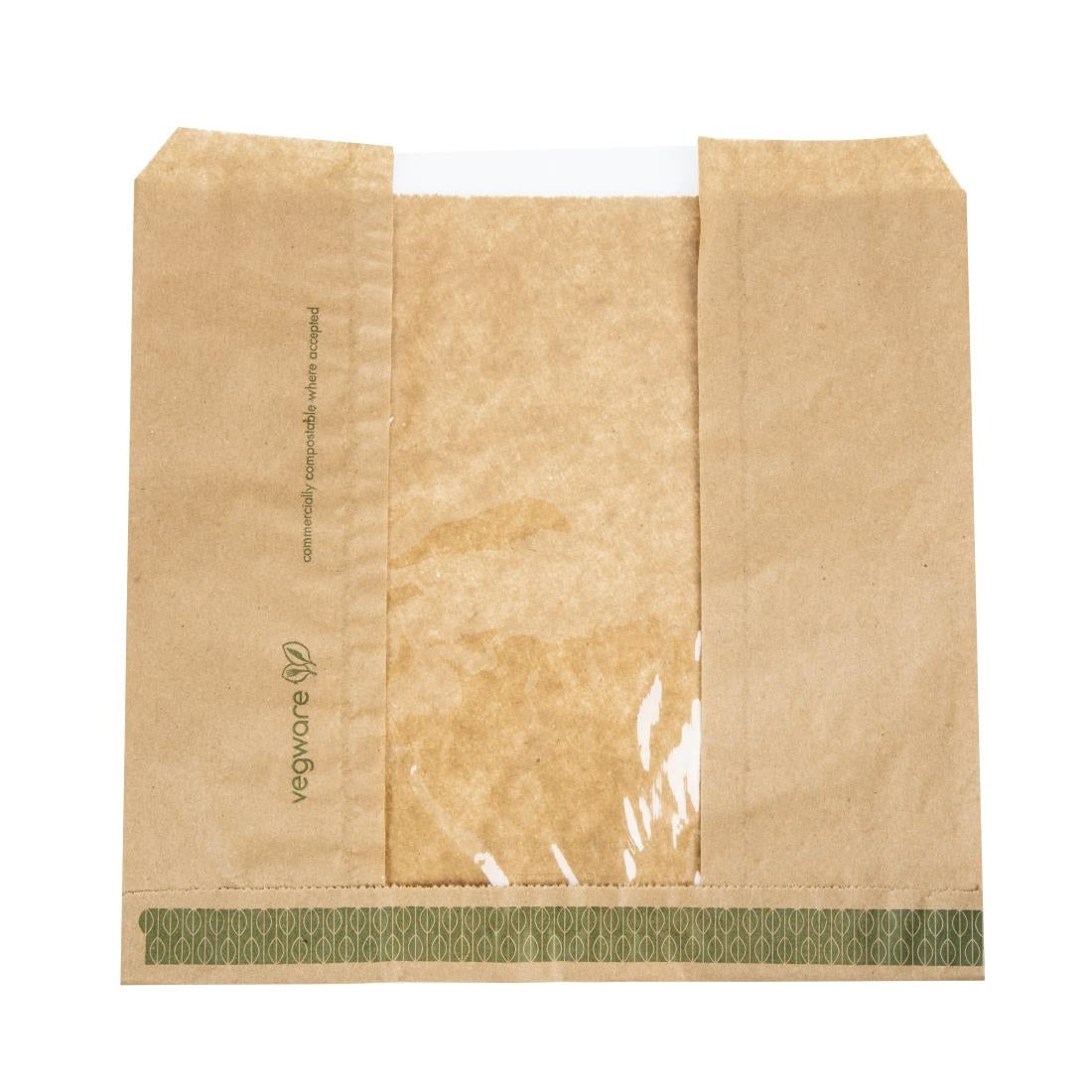 Vegware Compostable Kraft Sandwich Bags with NatureFlex Window Small (Pack of 1000) - CL741 Vegware