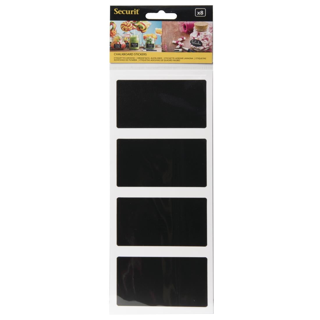 Securit Adhesive Chalkboard Labels Rectangle (Pack of 8) - CM569 Securit