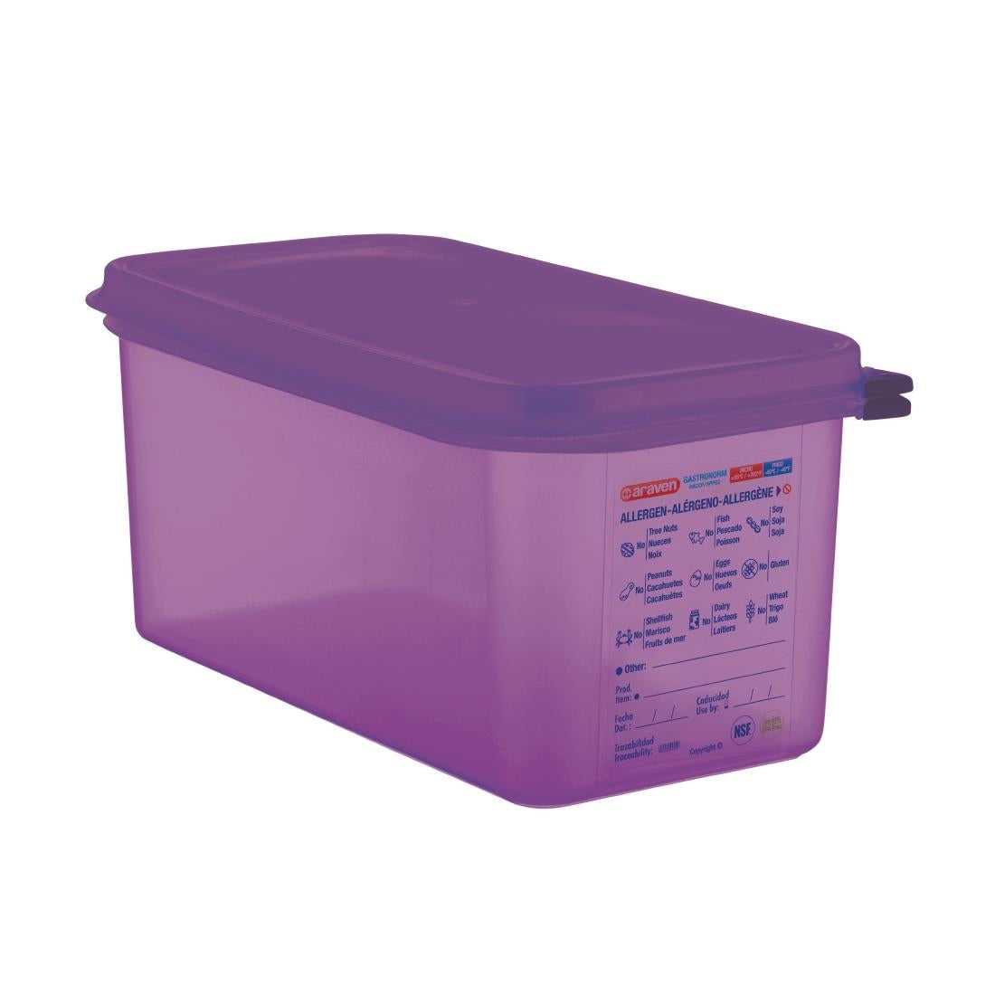 Araven Allergen Polypropylene 1/3 Gastronorm Food Container Purple 6Ltr - CM788 Araven