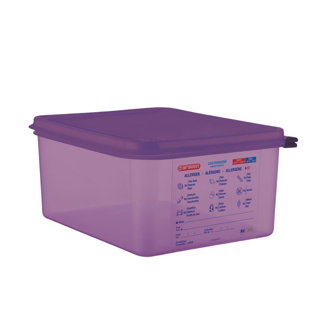 Araven Allergen Polypropylene 1/2 Gastronorm Food Container 10L - CM789 Araven