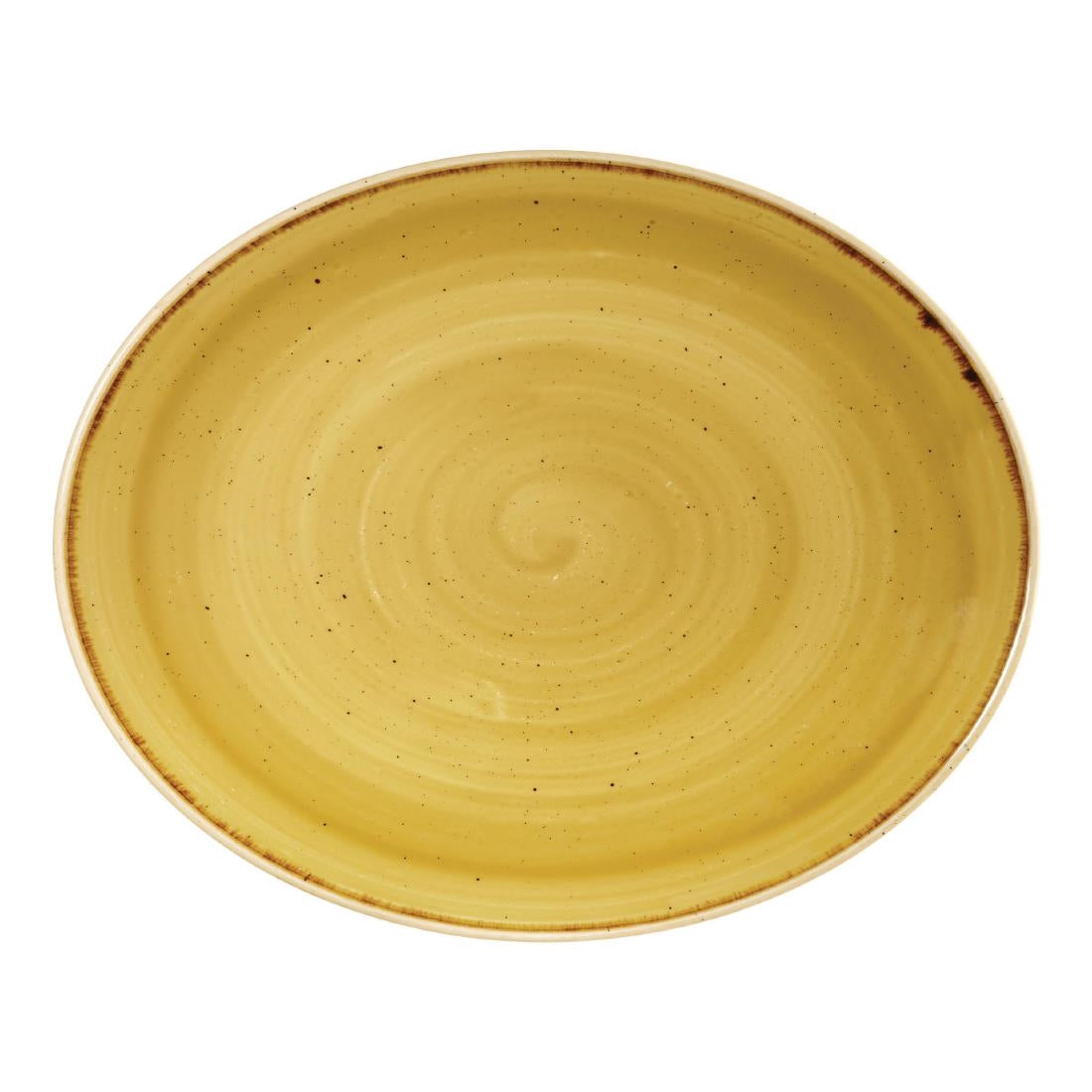Churchill Stonecast Oval Coupe Plate Mustard Seed Yellow 192mm (Pack of 12) - CN314 Plates Churchill