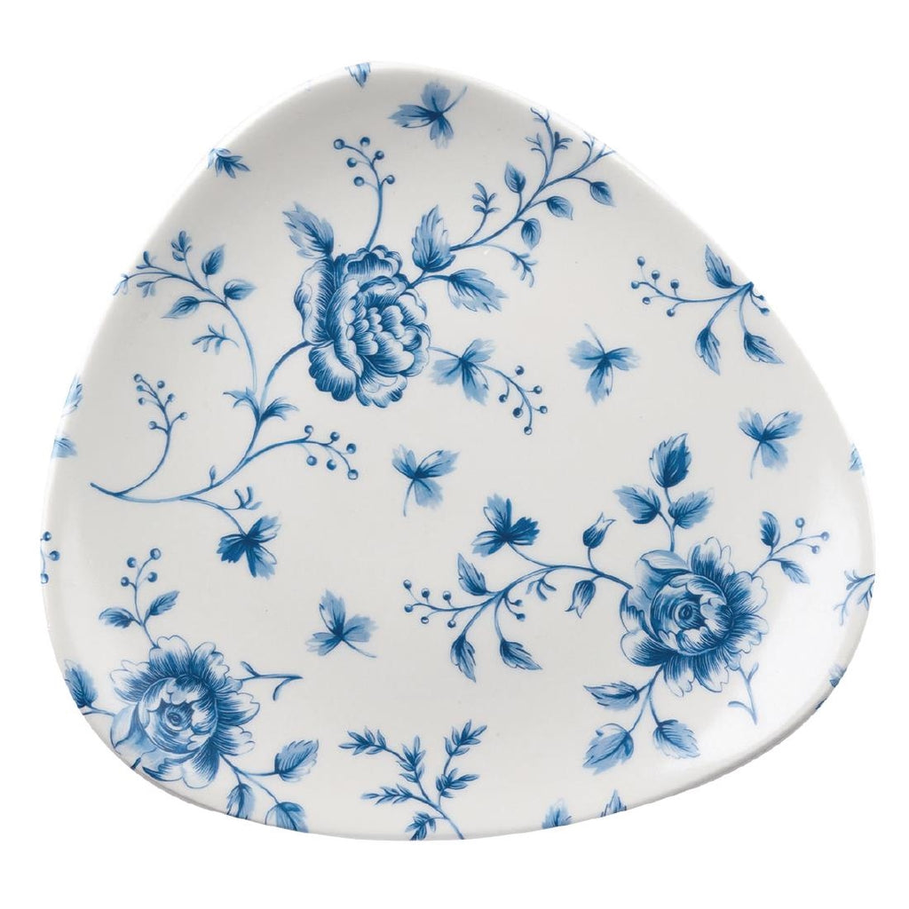 Churchill Vintage Prints Blue Rose Chintz Pattern Triangle Plate 192mm (Pack of 12) - CP545 Plates Churchill