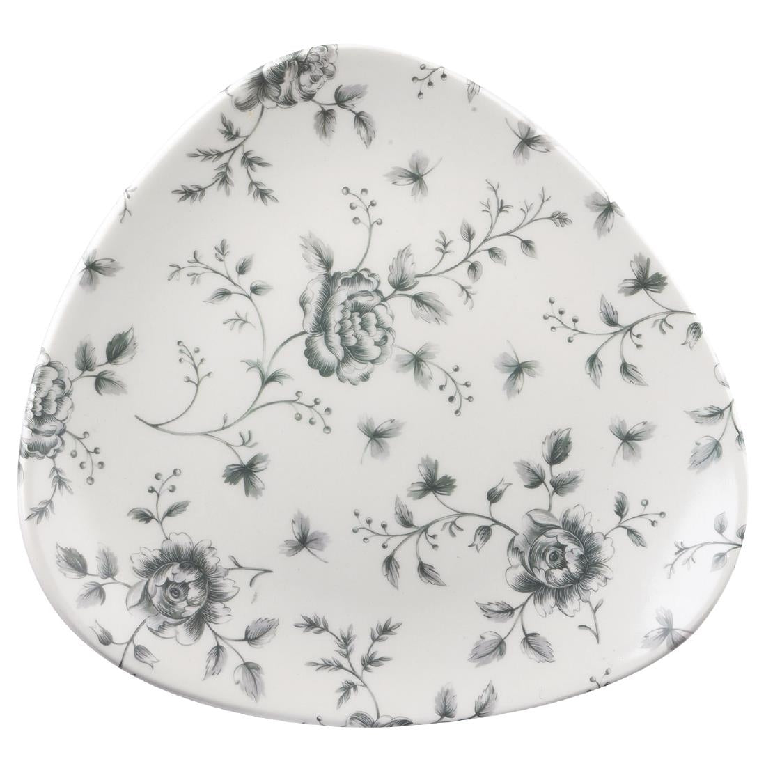 Churchill Vintage Prints Grey Rose Chintz Pattern Triangle Plate 229mm (Pack of 12) - CP546 Plates Churchill