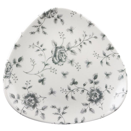 Churchill Vintage Prints Grey Rose Chintz Pattern Triangle Plate 229mm (Pack of 12) - CP546 Plates Churchill