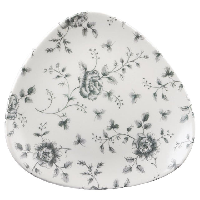 Churchill Vintage Prints Grey Rose Chintz Pattern Triangle Plate 229mm (Pack of 12) - CP546 Plates Churchill