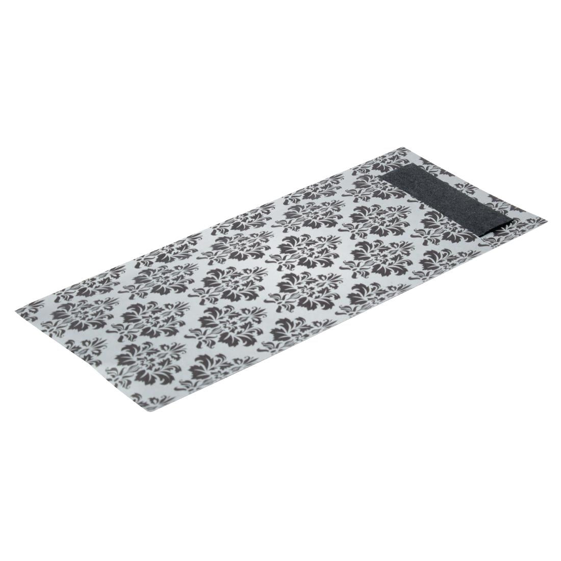 Europochette White with Vintage Design Cutlery Pouch with Black Napkin (Pack of 100) - CK238 Napkin Dispenser & Accessories Europochette