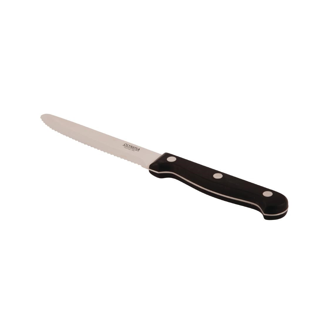Olympia Rounded Steak Knives Black (Pack of 12) - CS716 Olympia