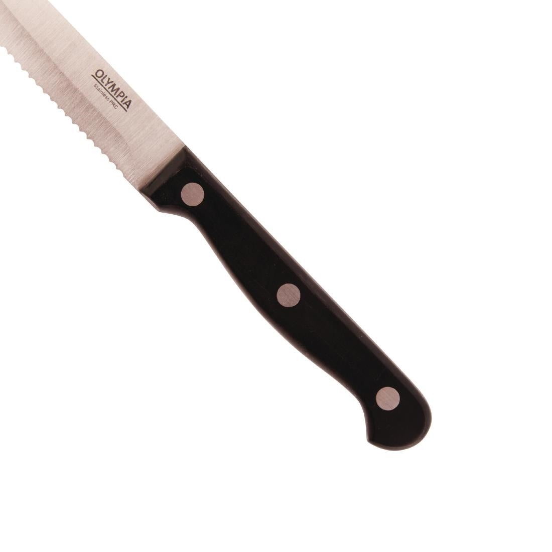 Olympia Rounded Steak Knives Black (Pack of 12) - CS716 Olympia