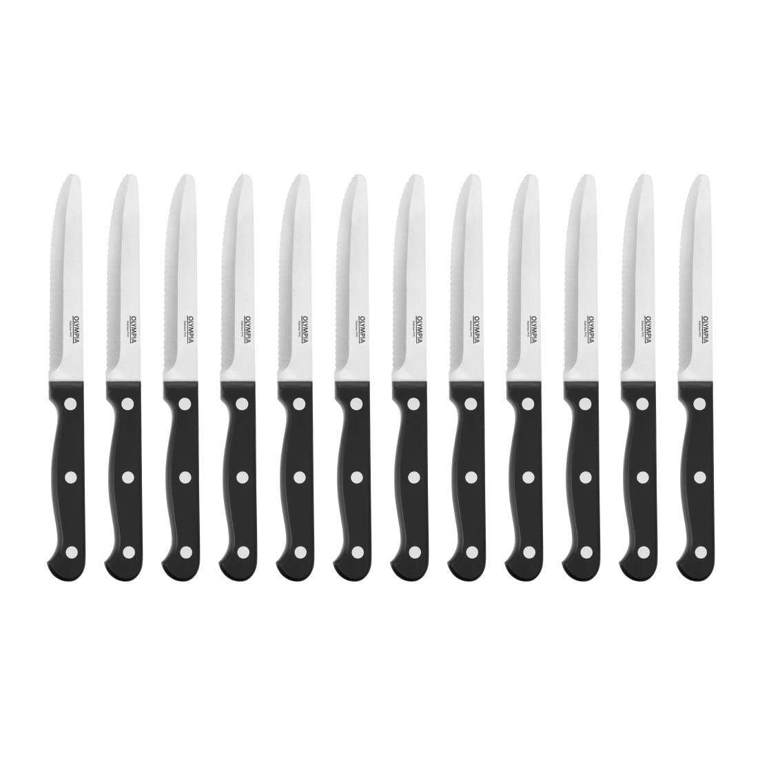 Olympia Rounded Steak Knives Black (Pack of 12) - CS716 Olympia