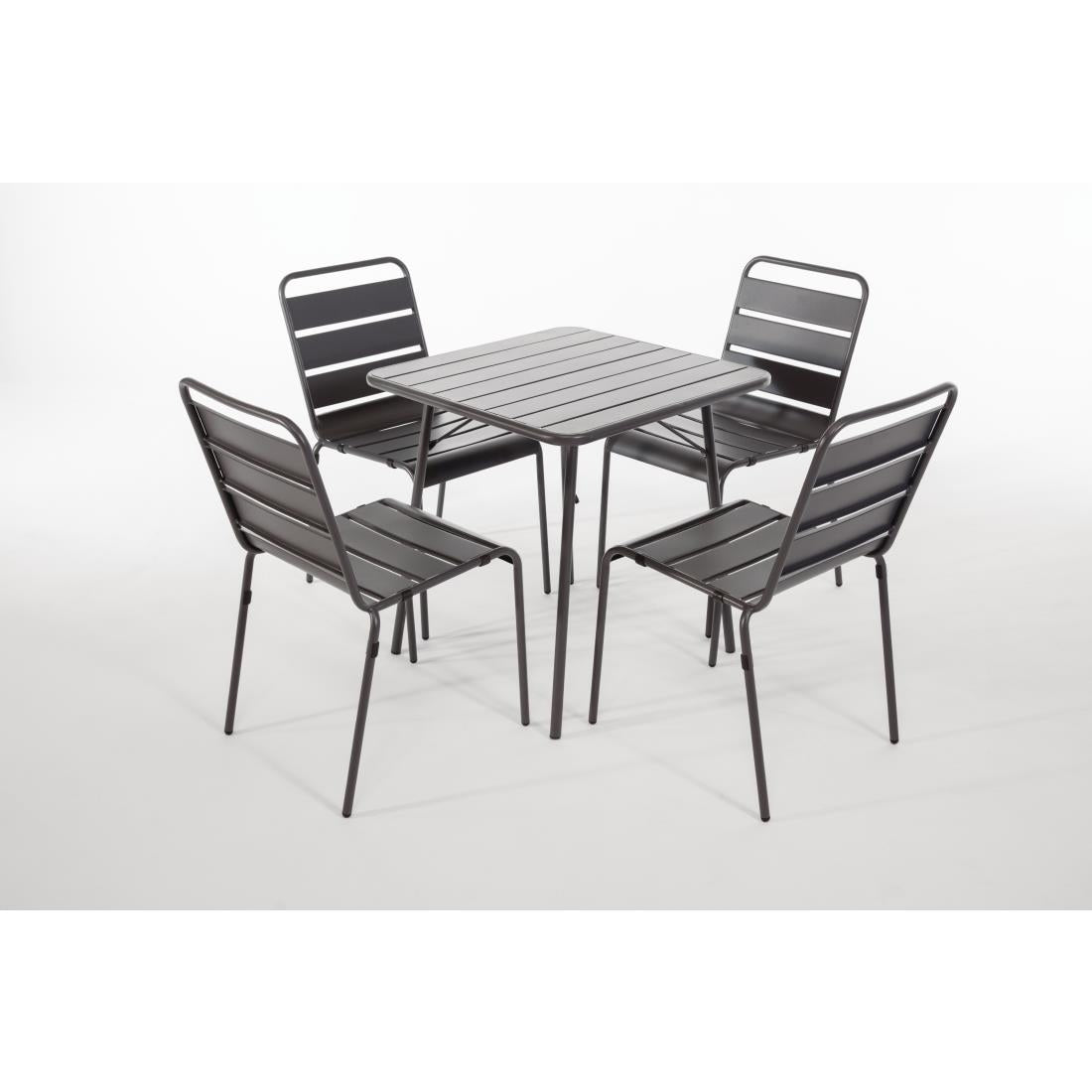 Bolero Amalfi Slatted Steel Side Chairs Grey (Pack of 4) - CS727 Metal Dining Chairs Bolero