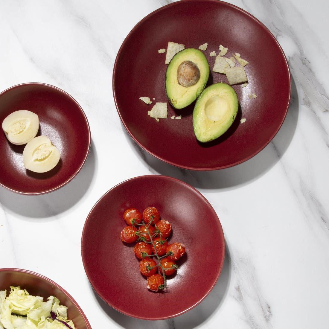 Olympia Build-a-Bowl Flat Bowls Red 250x45mm (Pack of 4) - CU124 Bowls Olympia