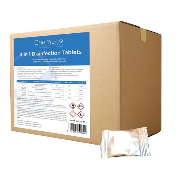 ChemEco 4-in-1 Disinfectant Tablets (Pack of 50 Tablets) - CU242 ChemEco UK