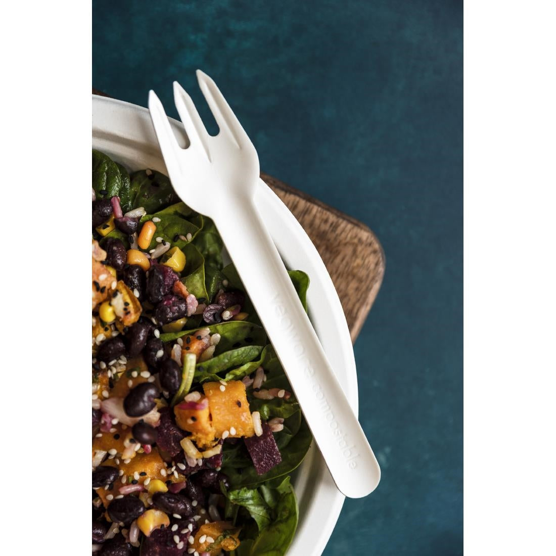 Vegware Compostable Paper Fork (Pack 1000) - CU543 Disposable Cutlery Vegware