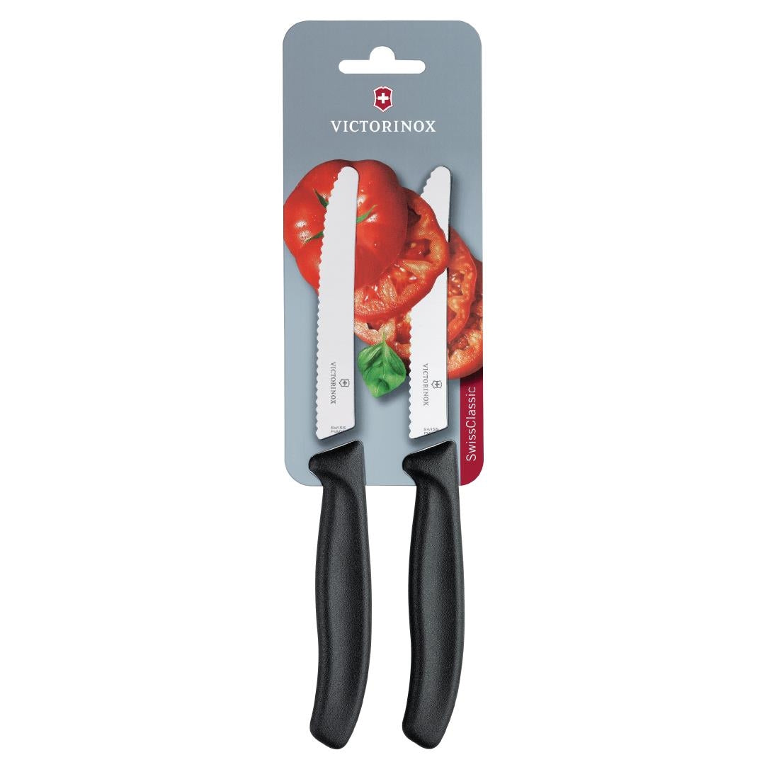 Victorinox Serrated Tomato/Utility Knife 11cm Black (Pack of 2) - CU553 Victorinox