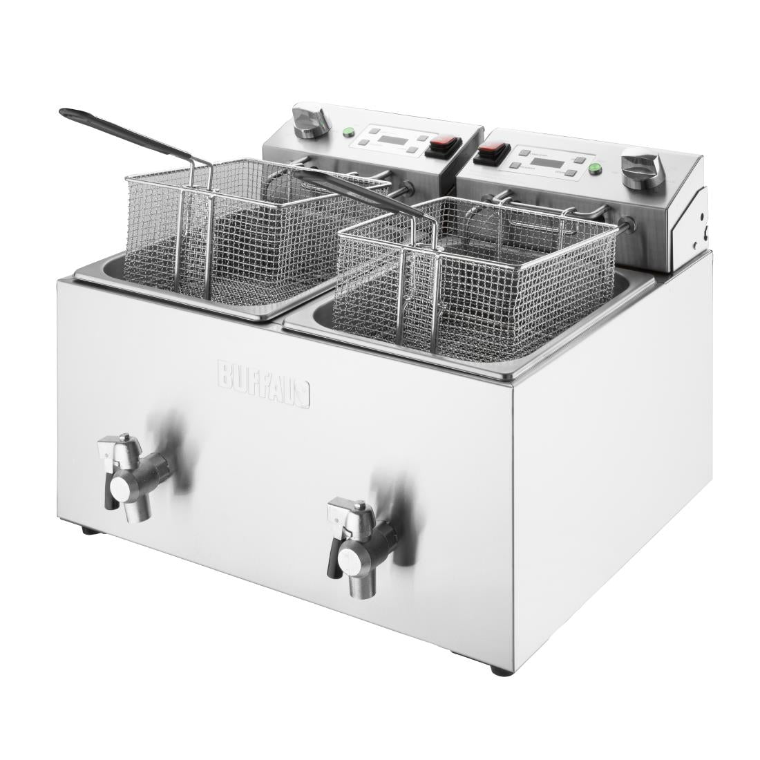 Buffalo Double Electric Fryer with Timer 2x8Ltr - CU621 Countertop Electric Fryers Buffalo
