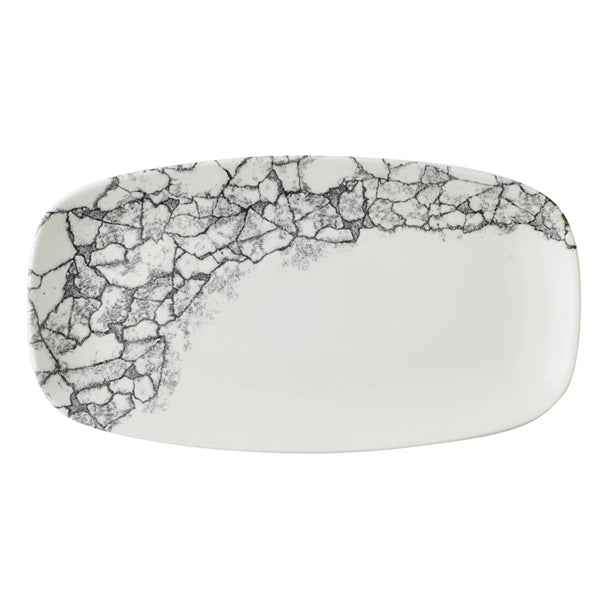 Churchill Kintsugi Accents Quartz Black Chefs Oblong Plate 352 x187mm (Pack of 6) - CU670 Plates Churchill