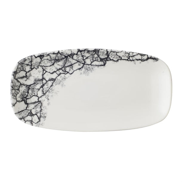 Churchill Kintsugi Accents Quartz Black Chefs Oblong Plate 298 x 152mm (Pack of 12) - CU671 Plates Churchill