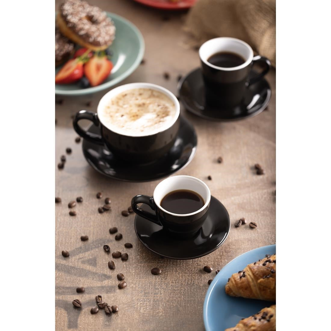 Olympia Cafe Cappuccino Cups Black 340ml (Pack of 12) - CU954 Cups and Mugs Olympia