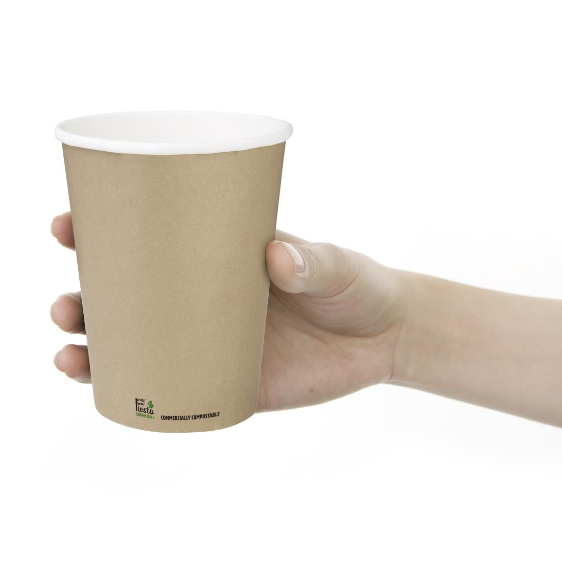 Fiesta Compostable Coffee Cups Single Wall 340ml / 12oz (Pack of 1000) - CU982 Disposable Cups Fiesta Compostable