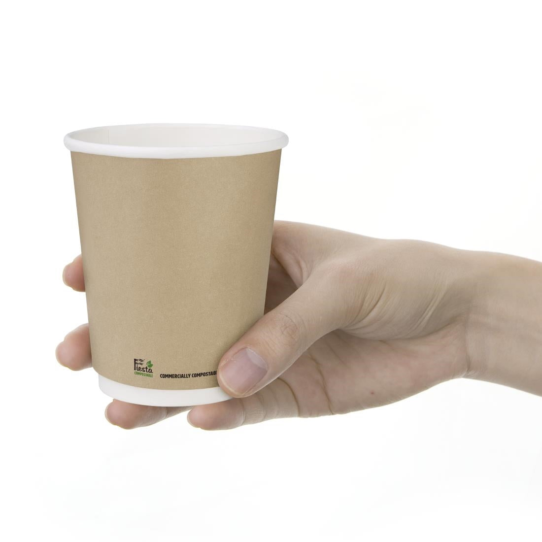 Fiesta Compostable Coffee Cups Double Wall 227ml / 8oz (Pack of 25) - CU985 Disposable Cups Fiesta Compostable
