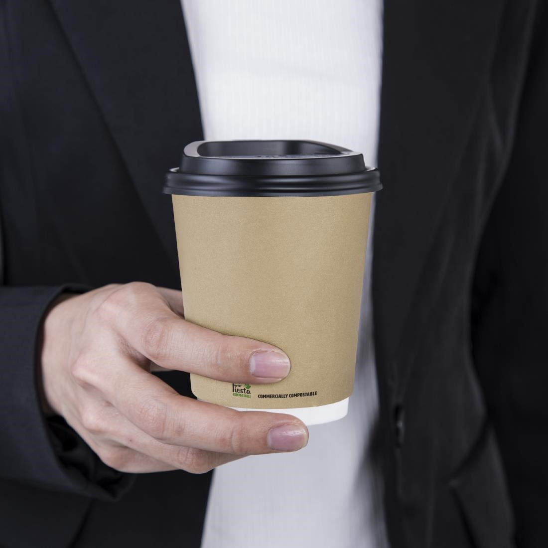 Fiesta Compostable Coffee Cups Double Wall 227ml / 8oz (Pack of 25) - CU985 Disposable Cups Fiesta Compostable