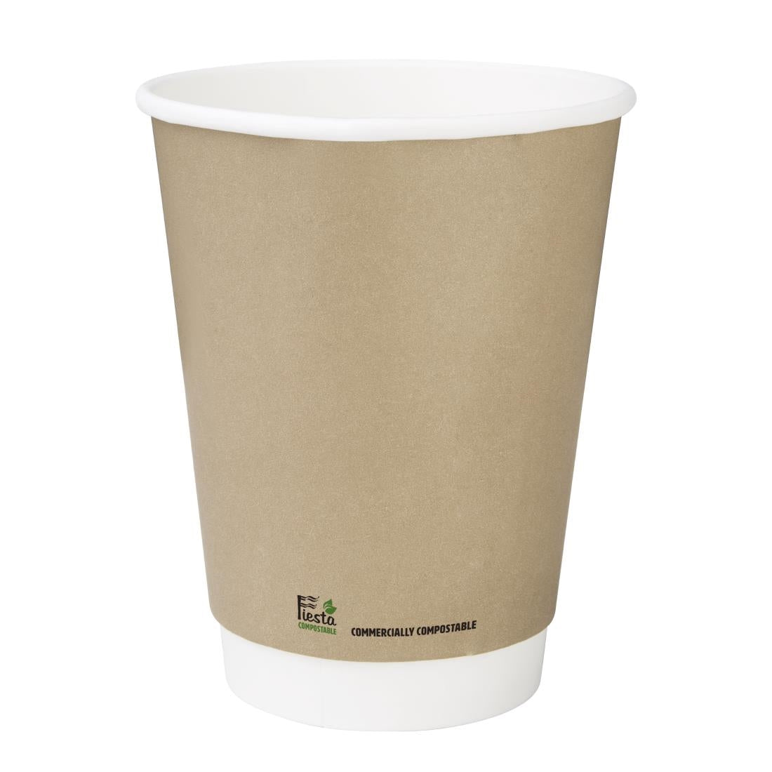 Fiesta Compostable Coffee Cups Double Wall 340ml (Pack of 500) - CU986 Disposable Cups Fiesta Compostable