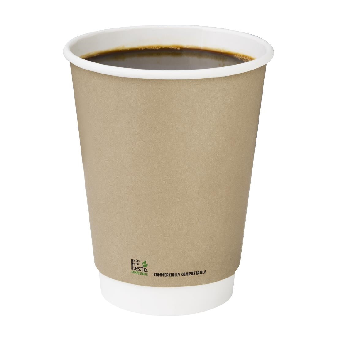 Fiesta Compostable Coffee Cups Double Wall 340ml (Pack of 500) - CU986 Disposable Cups Fiesta Compostable