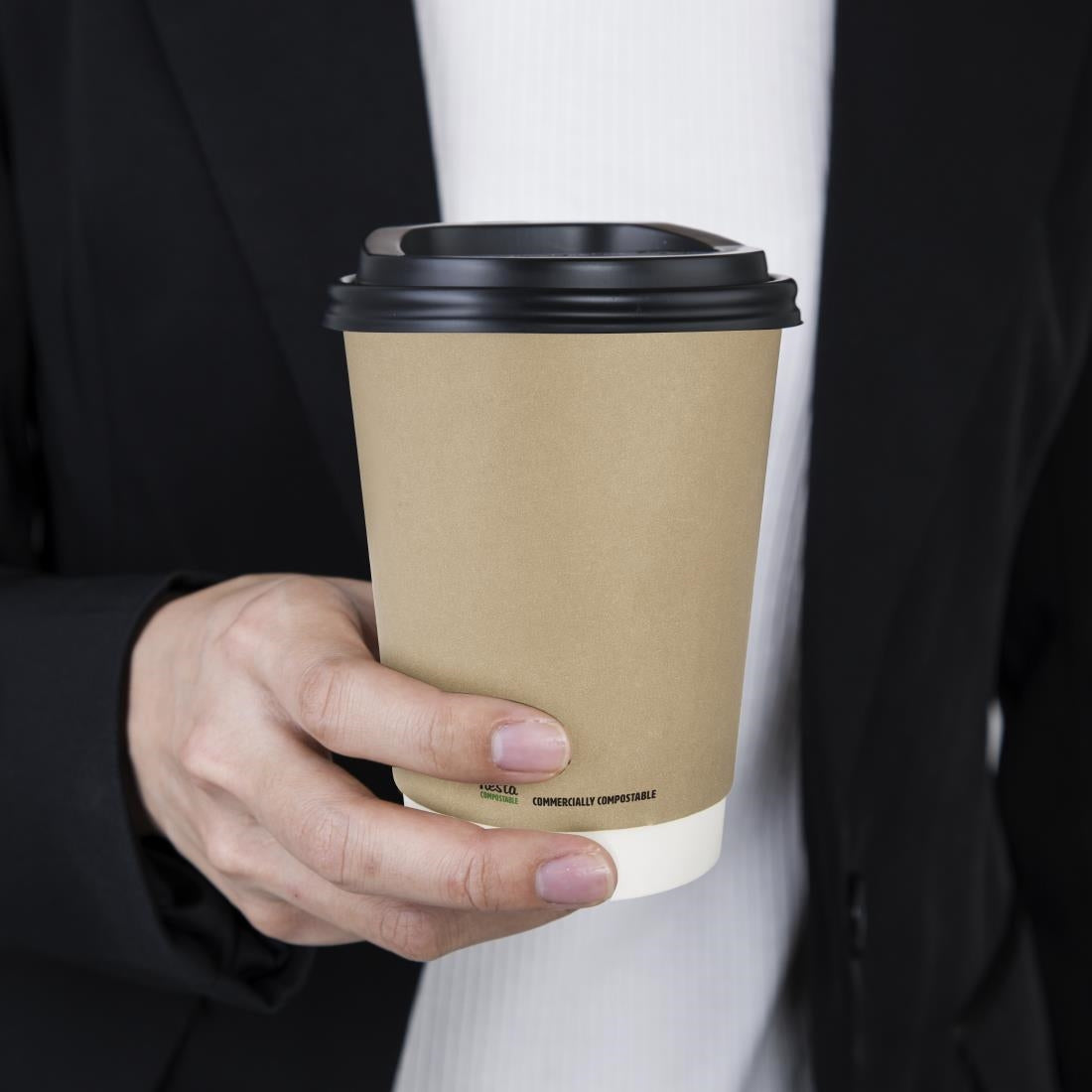 Fiesta Compostable Coffee Cups Double Wall 340ml (Pack of 500) - CU986 Disposable Cups Fiesta Compostable