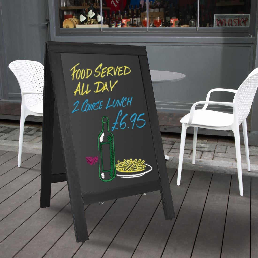 Olympia Pavement Board Black Wooden Frame 700x1200mm - CU993 Olympia