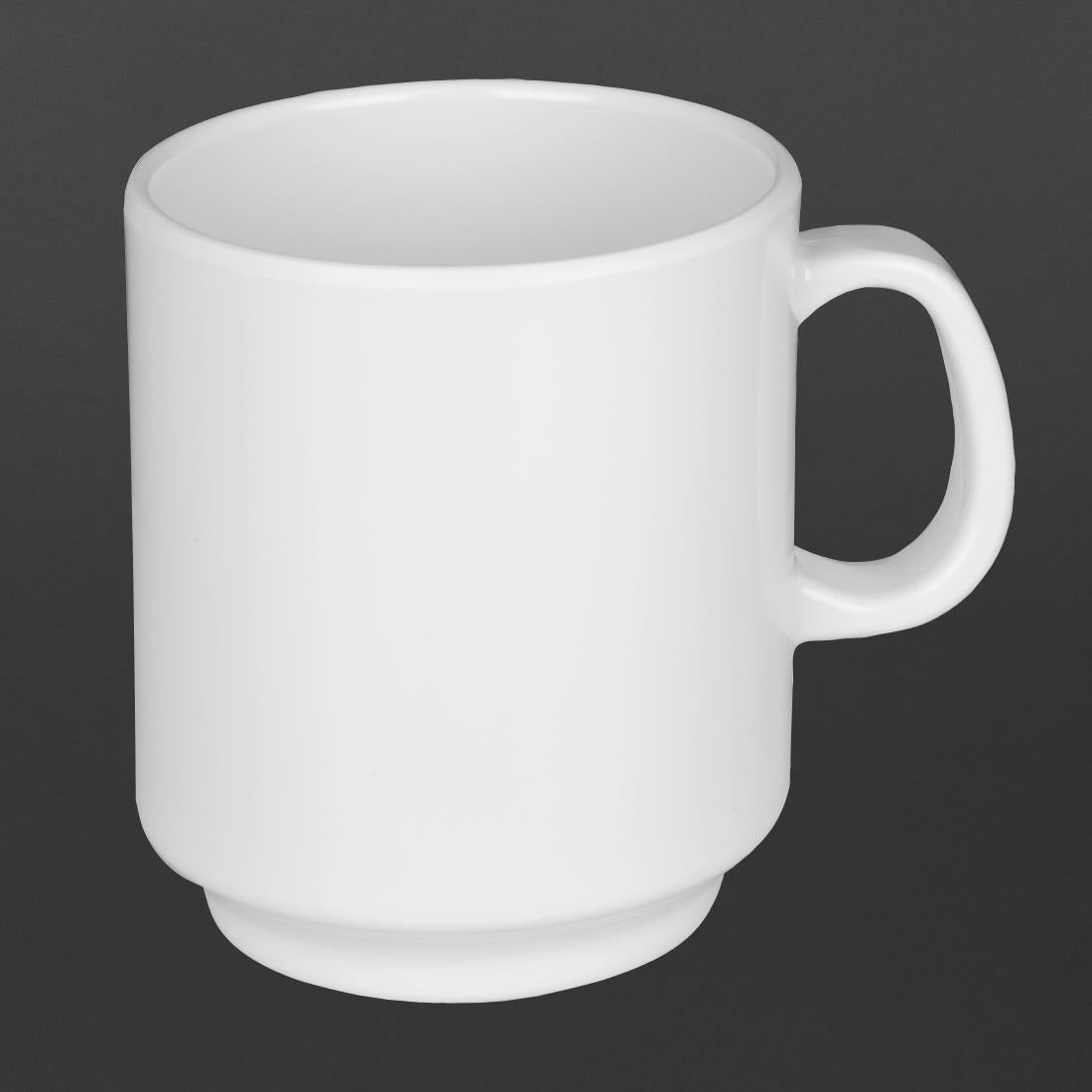 Olympia Kristallon Melamine Mugs White 340ml 12oz (Pack of 6) - CW290 Melamine and Polycarbonate Olympia