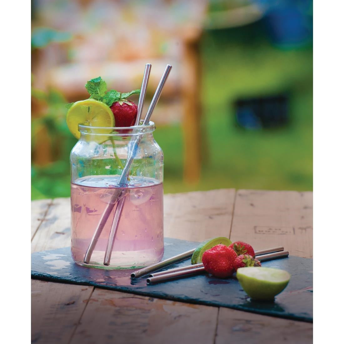 Beaumont Stainless Steel Metal Straws 8.5" (Pack of 25) - CW490 Beaumont