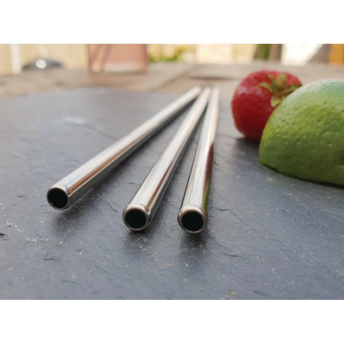 Beaumont Stainless Steel Metal Straws 8.5" (Pack of 25) - CW490 Beaumont