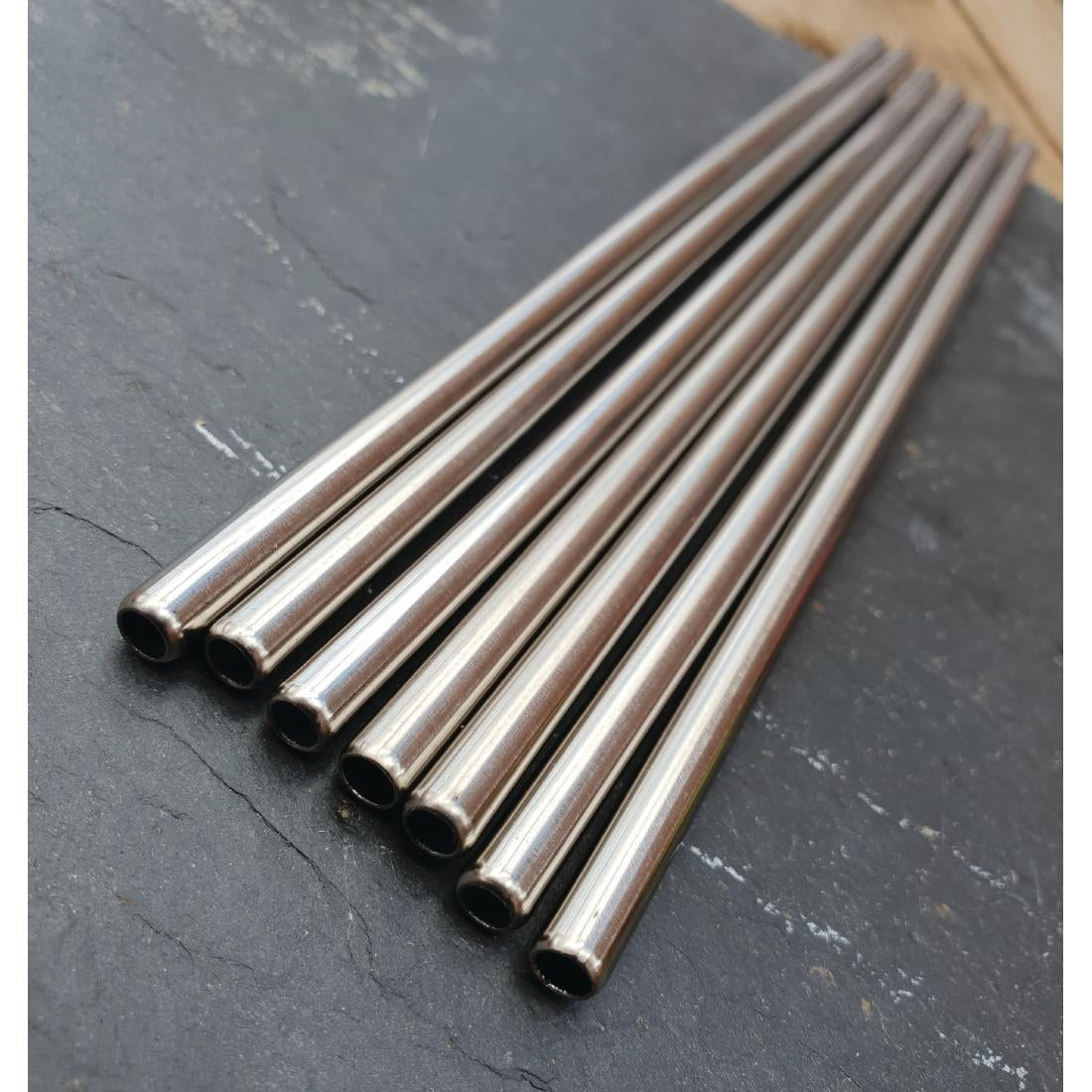 Beaumont Stainless Steel Metal Straws 8.5" (Pack of 25) - CW490 Beaumont