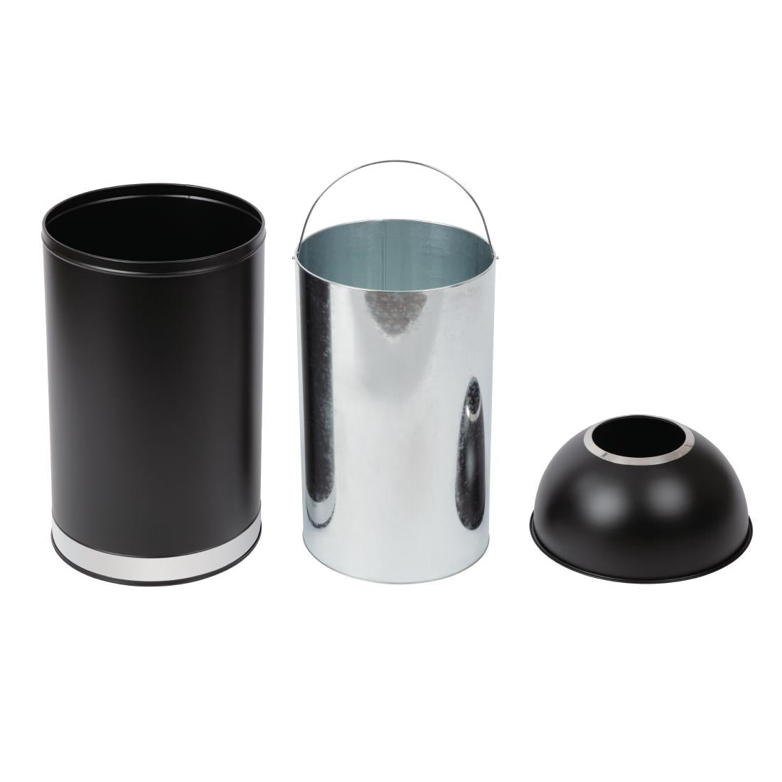 Bolero Steel Open Lid Bullet Bin Black 40Ltr - CW954 Bolero