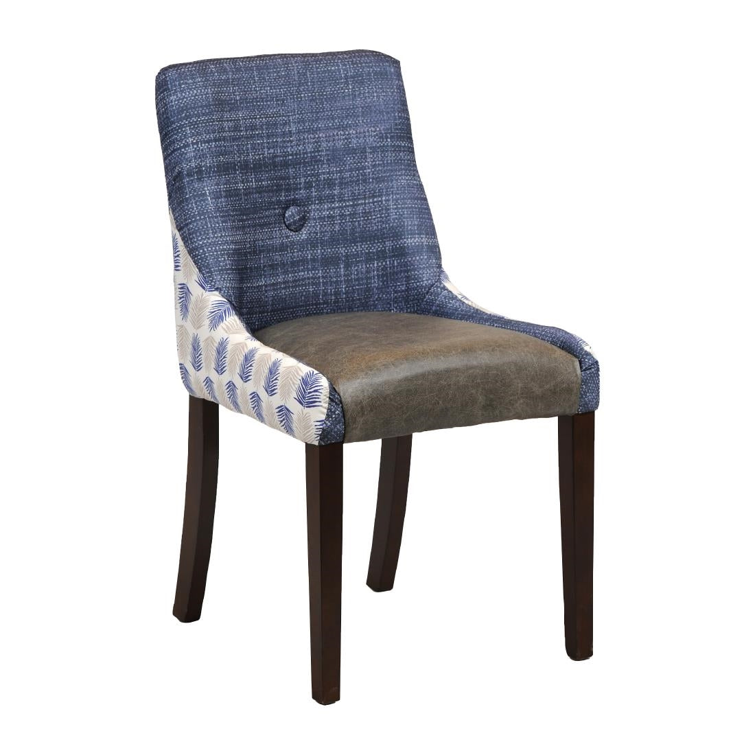 Bath Dining Chair Dark Walnut with Alfresco Marine Outer Back Saddle Ash Seat - CX421 Upholstered Dining Chairs Everyday