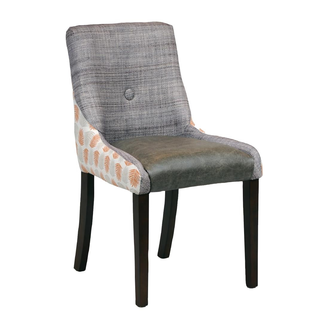 Bath Dining Chair Dark Walnut with Alfresco Mandarin Back Saddle Ash Seat - CX425 Upholstered Dining Chairs Everyday