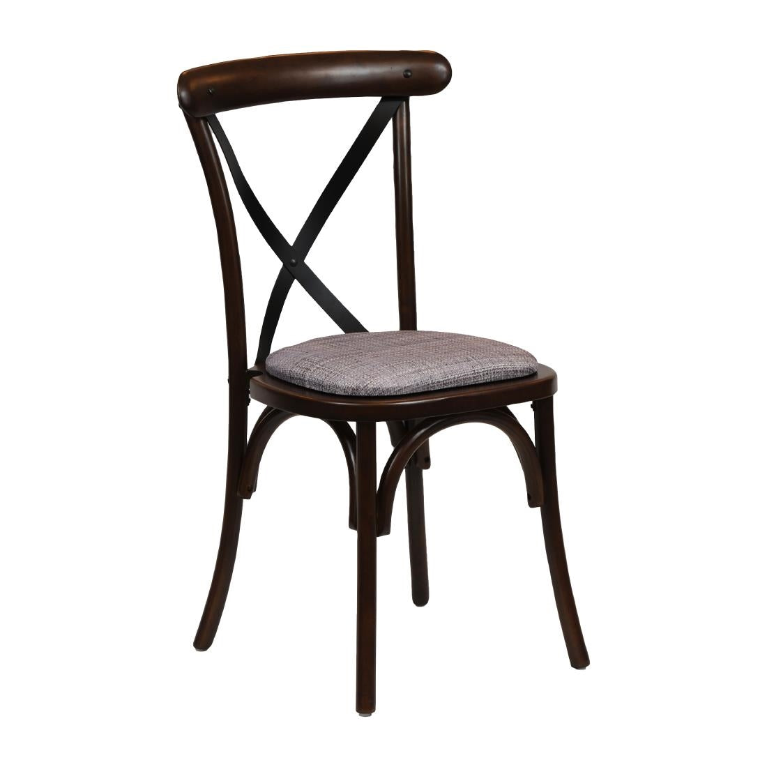 Bristol Dining Chair Dark Walnut with Padded Seat Helbeck Charcoal (Pack of 2) - CX444 Wooden Dining Chairs Everyday
