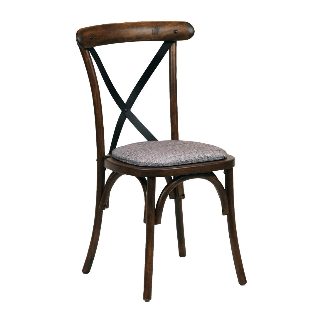 Bristol Dining Chair Vintage with Padded Seat Helbeck Charcoal (Pack of 2) - CX446 Wooden Dining Chairs Everyday