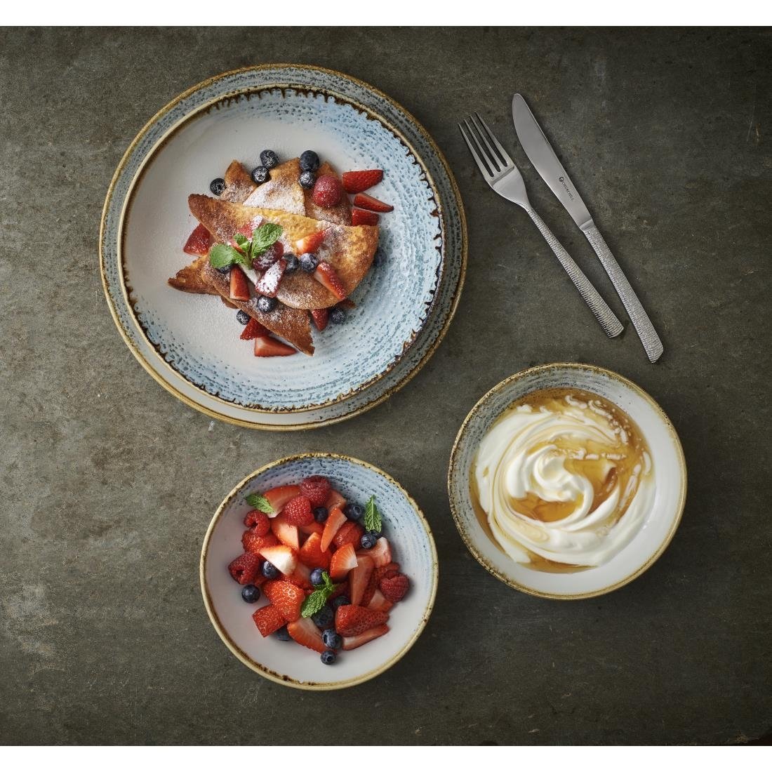 Churchill Homespun Accents Aquamarine Evolve Coupe Bowls 248mm (Pack of 12) - CX671 Bowls Churchill