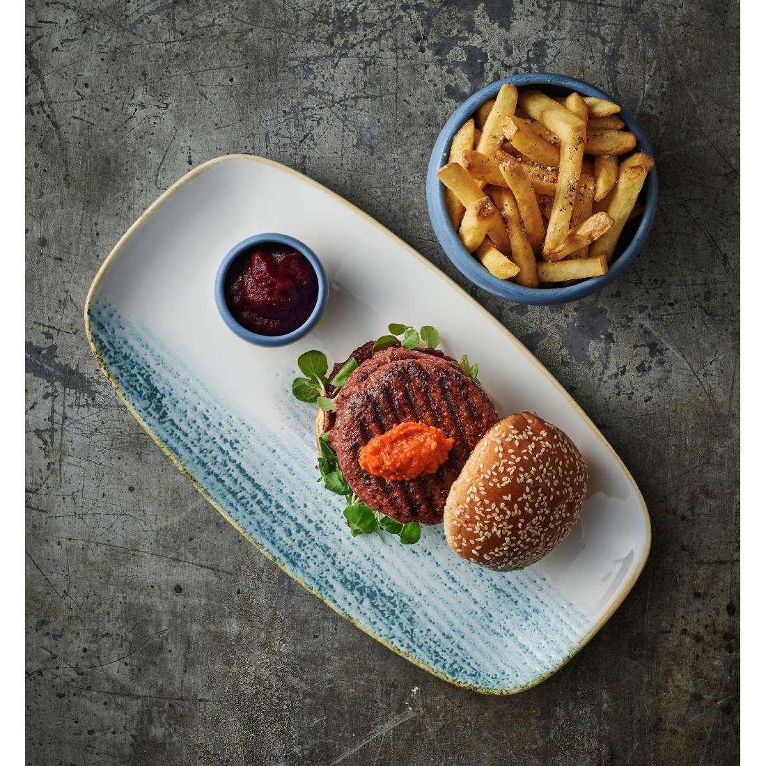 Churchill Homespun Accents Aquamarine Oblong Plates 352X187mm (Pack of 6) - CX675 Plates Churchill