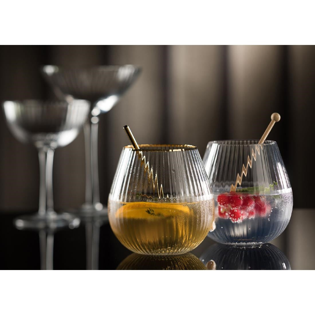 Utopia Hayworth Stemless Gin Gold Rim Glasses 650ml (Pack of 6) - CZ044 Utopia