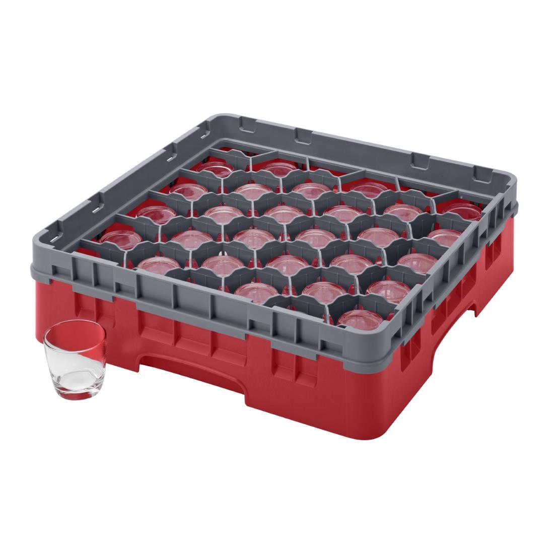 Cambro Camrack Red 30 Compartments Max Glass Height 92mm - CZ186 Cambro