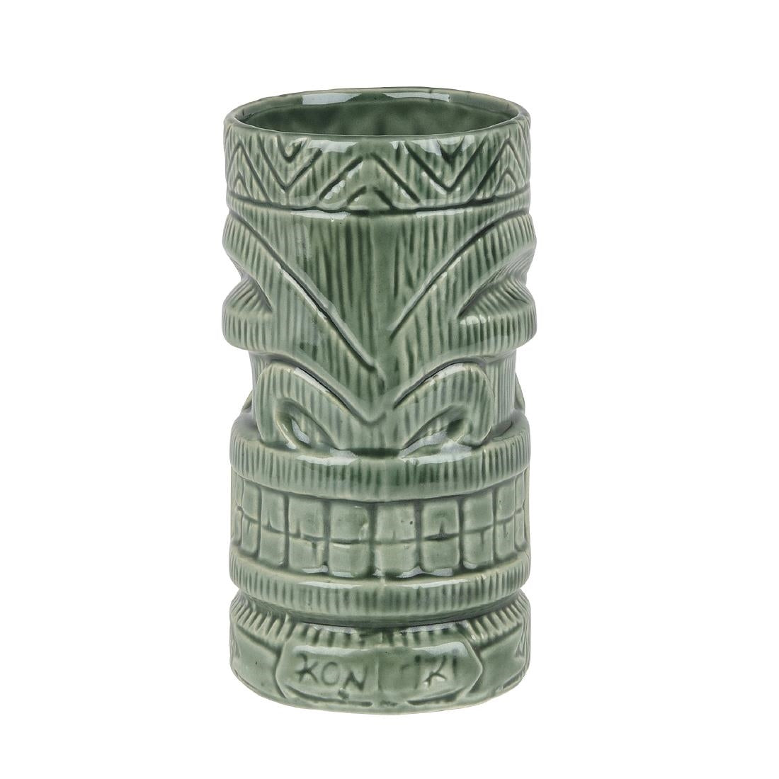 Beaumont Ceramic Kon Tiki Mug Faded Green 630ml - CZ415 Cocktail Glasses Beaumont