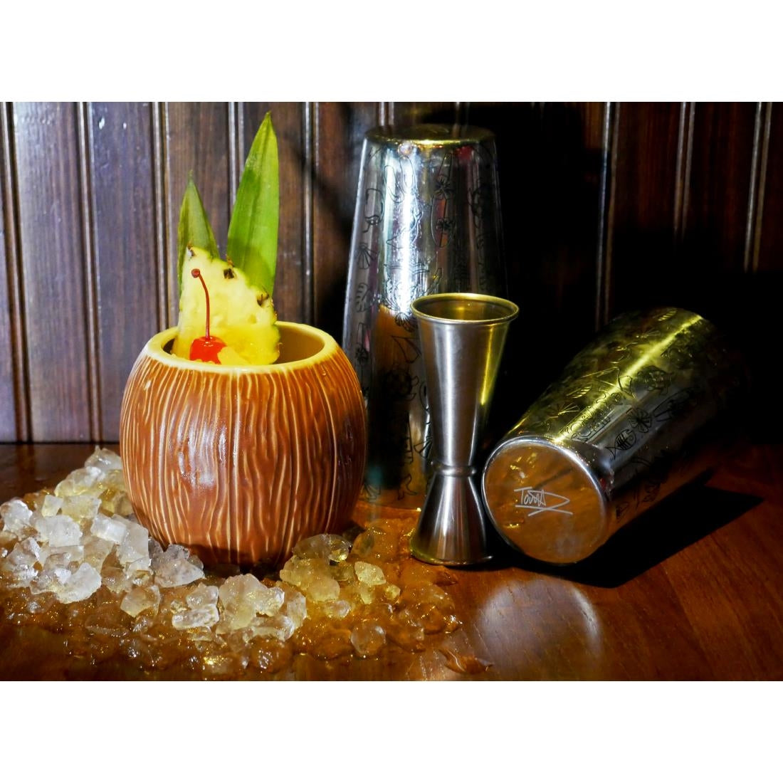 Beaumont Ceramic Coconut Tiki Mug Medium Brown 500ml - CZ416 Cocktail Glasses Beaumont