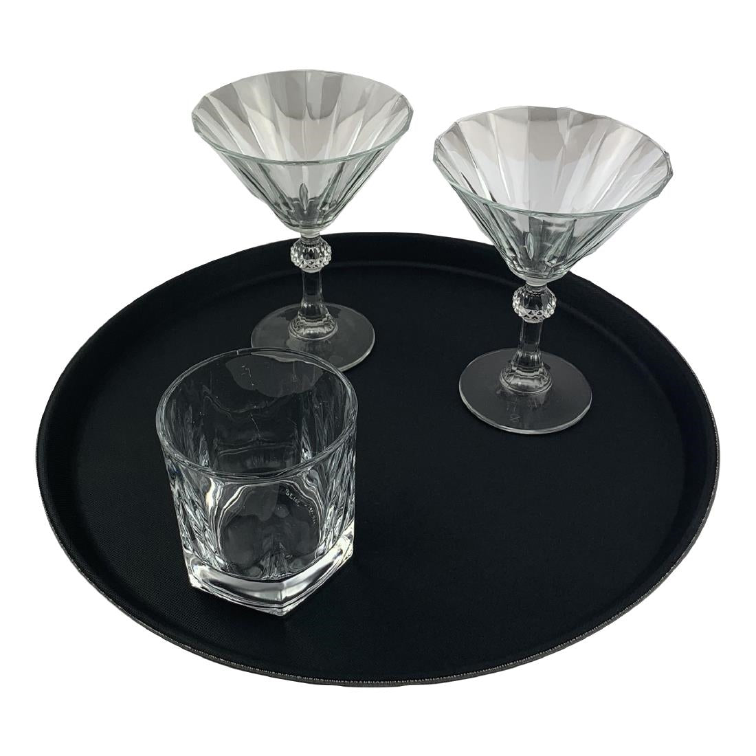 Beaumont Non-Slip Round Tray Black 355mm - CZ495 Beaumont