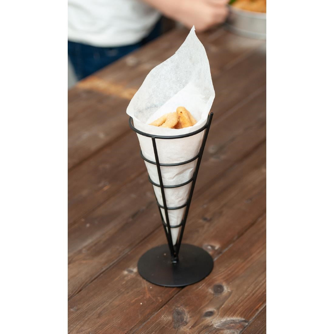 Beaumont Wire French Fry Cone And Ramekin Holder Black - CZ641 Beaumont