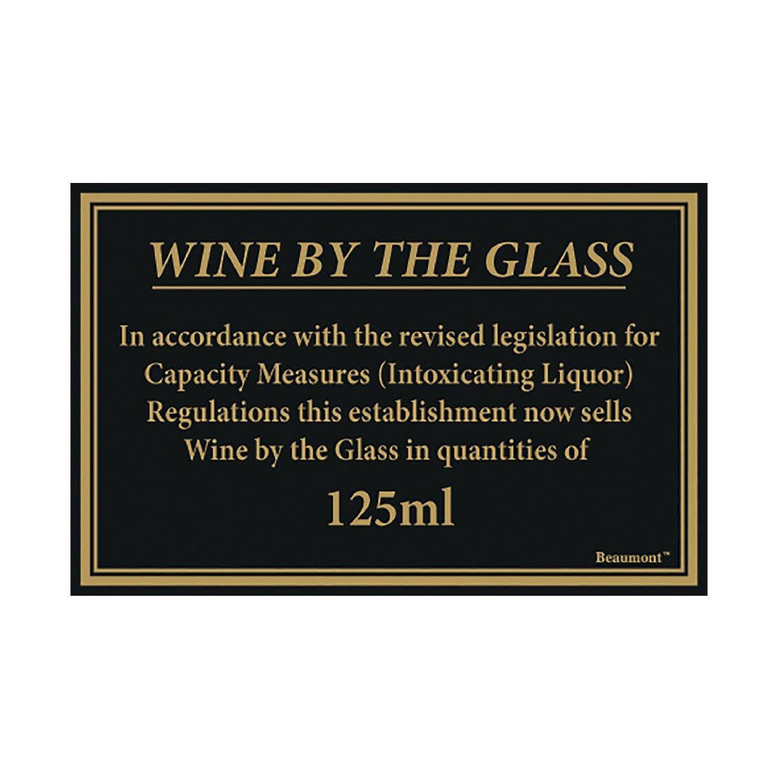 Beaumont 125ml Wine Law Sign 170x110mm - CZ678 Beaumont